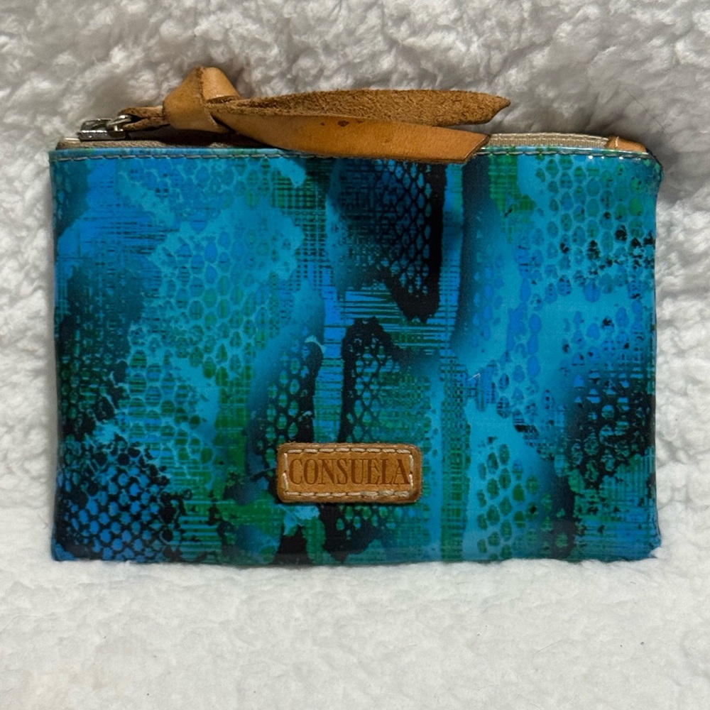Consuela Cade Blue and Green Printed Pouch